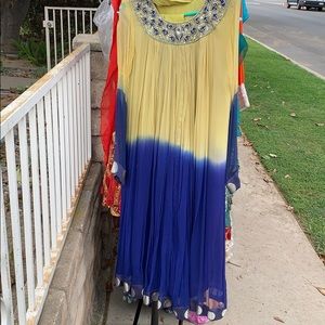 Indian anarkali two toned dress